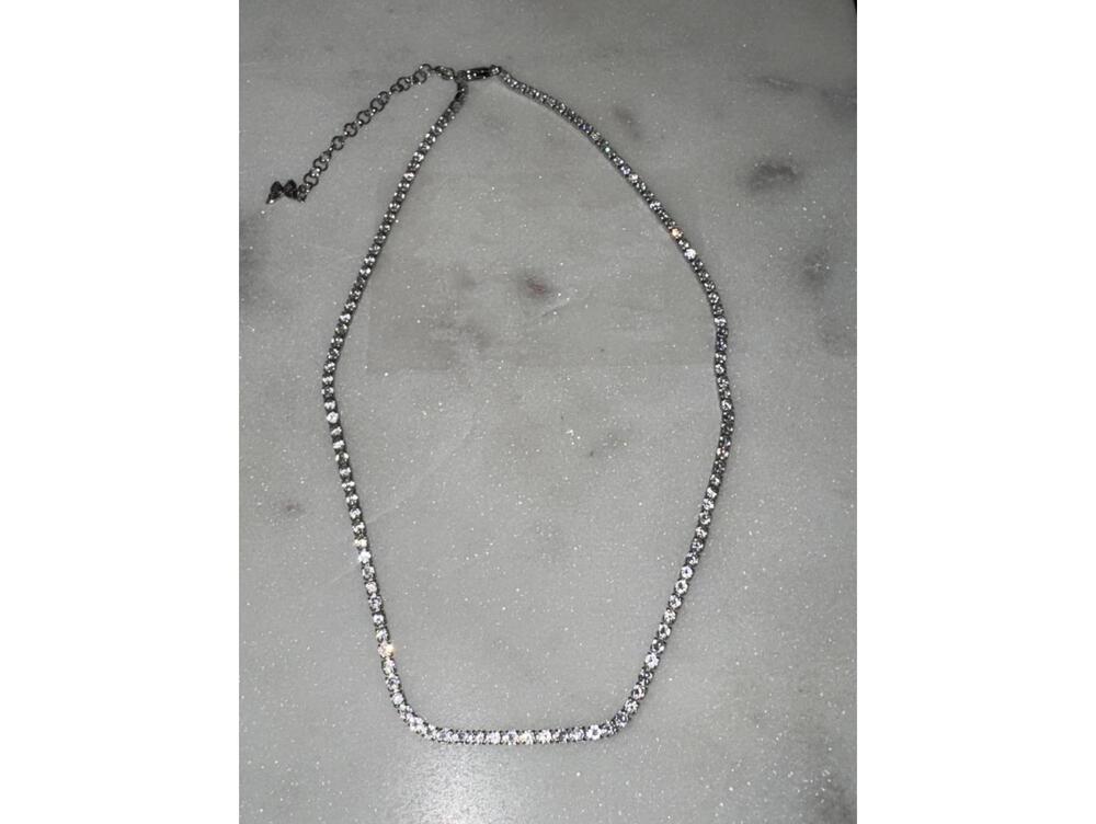 Adina Eden Silver Crystal Tennis Necklace